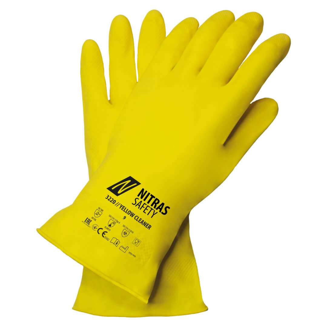 NITRAS Latex-Haushaltshandschuhe gelb Robuste Haushaltshandschuhe Größen S,M,L und XL
