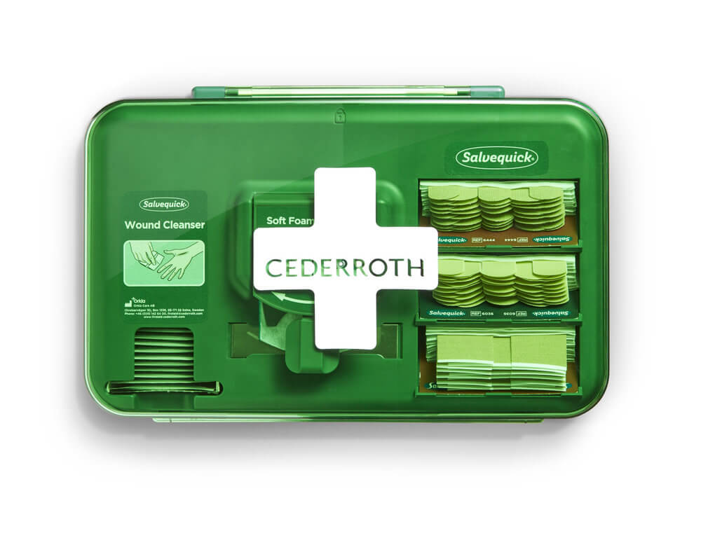 Cederroth Wound Care Dispenser mit Inhalt – kompakte Lösung für schnelle Wundversorgung